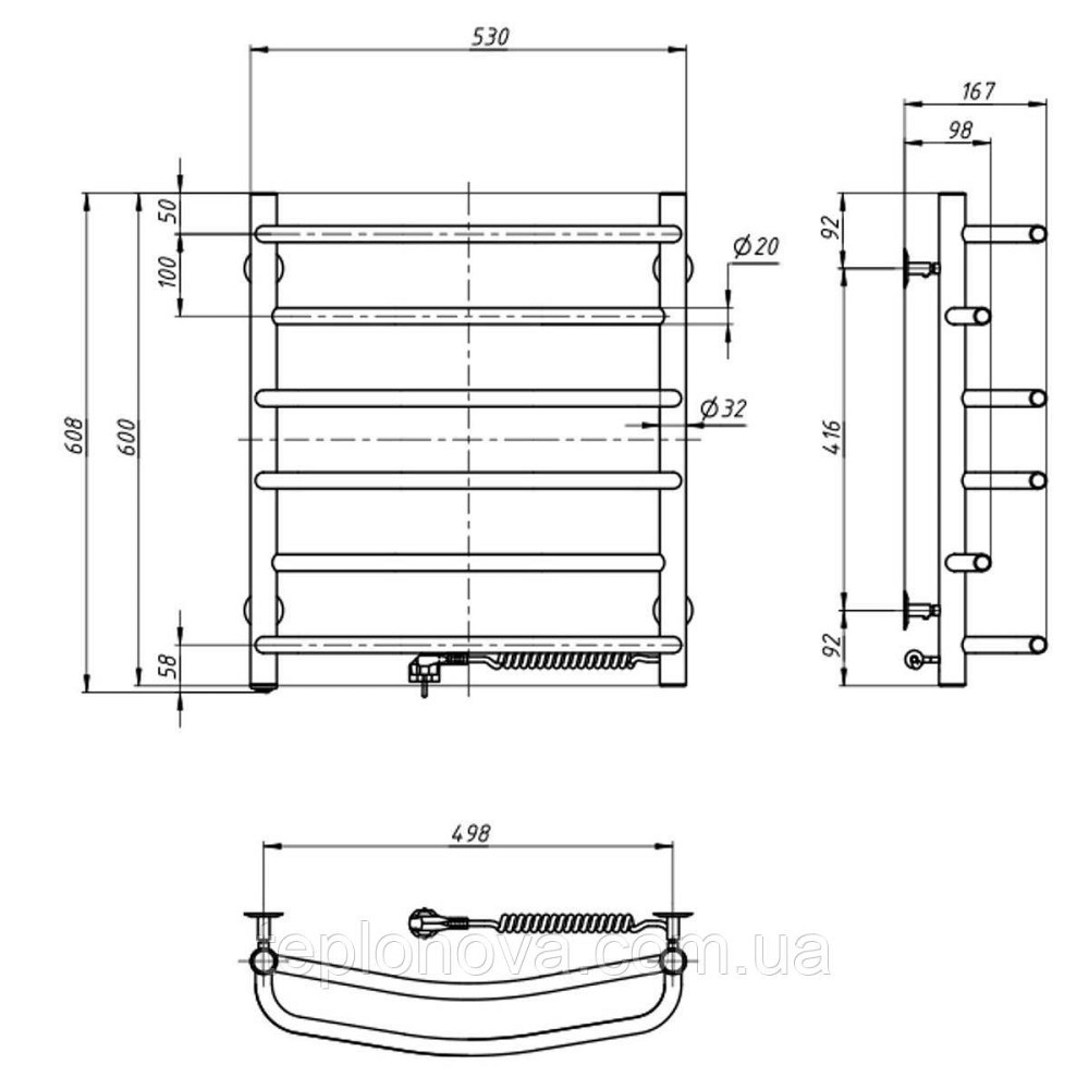 Сушарка для рушників Омега 530х600 права Чернівці - фото 3