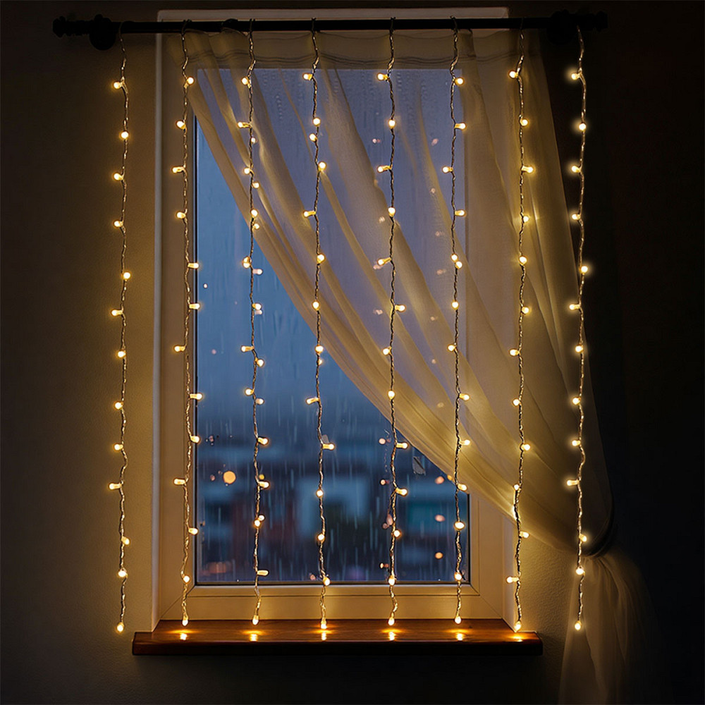 Гірлянда штора 1,5х1,5 м, 64 LED, жовте світло Київ - фото 1