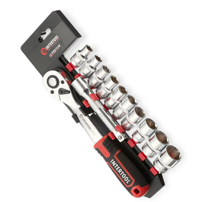 Набір головок 1/2" 12 шт, 10-24 мм з тріщ., Подовж. (планшет) Storm Мукачево - фото 1