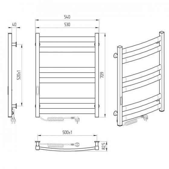 Електрична сушарка для рушників Laris Зебра Атлант ЧКЧ6 500Х700 Е чорний, ліве під'єднання Київ