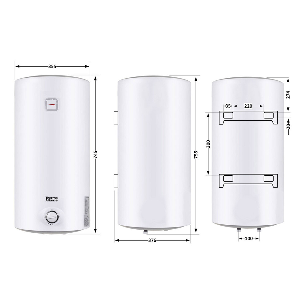 Водонагрівач електричний Thermo Alliance 50 л SLIM вертикальний, мокрий ТЕН 1,5 кВт D50V15Q1 Київ - фото 2