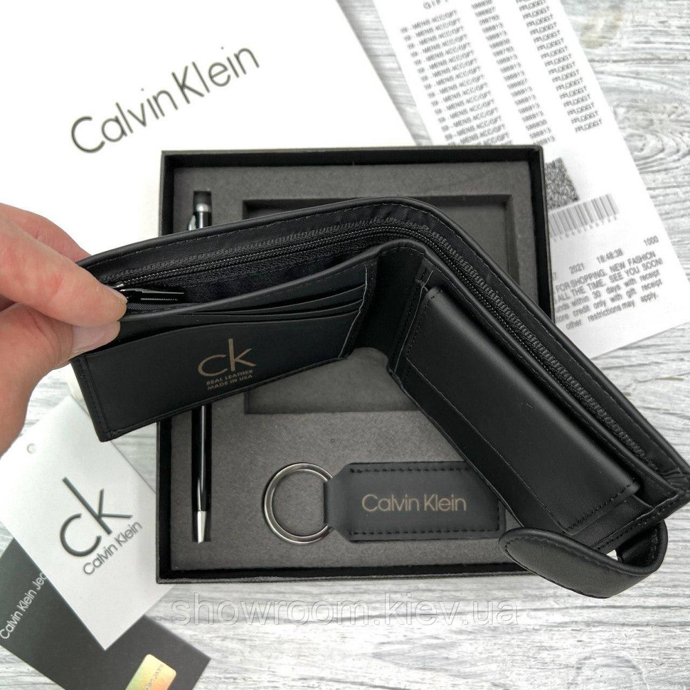 Подарунковий чоловічий шкіряний гаманець Calvin Klein — преміум'якість (8876-3) Київ - фото 12