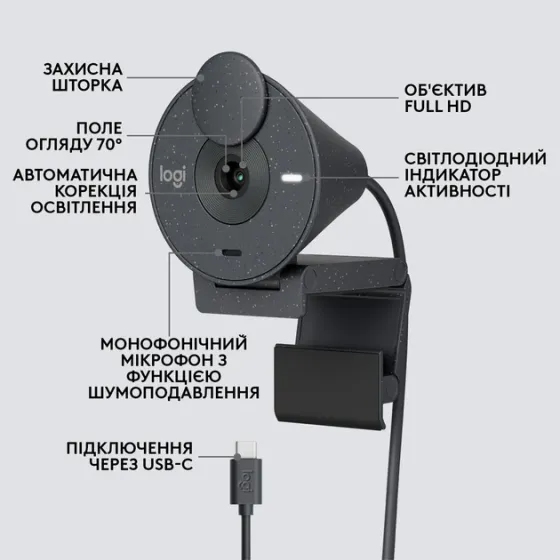 Веб-камера Logitech Brio 300 FHD Graphite MasterSem Київ