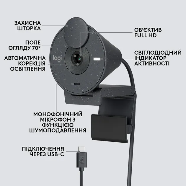 Веб-камера Logitech Brio 300 FHD Graphite MasterSem Київ - фото 2