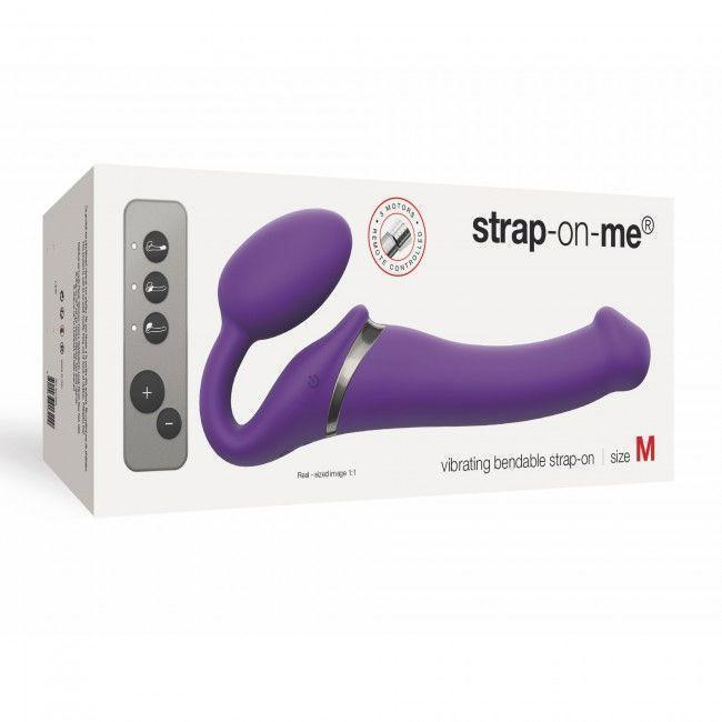 Безремінний страпон з вібрацією Strap-On-Me Vibrating Violet M, діаметр 3,8 см, пульт ДК, регульований Sex Aura Київ - фото 6