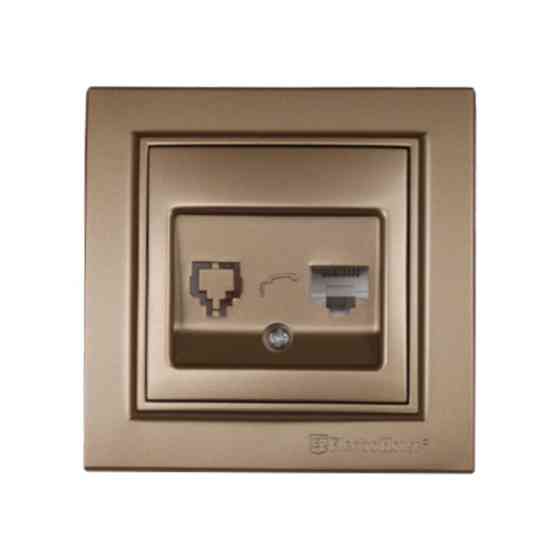 Розетка компьютерная 1х8P8C, Enzo роскошное золото Днепр