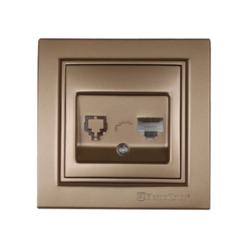 Розетка компьютерная 1х8P8C, Enzo роскошное золото Днепр - изображение 1