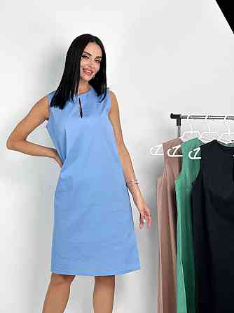 Лляне плаття міді "Viki" оптом | Розпродаж моделі Київ