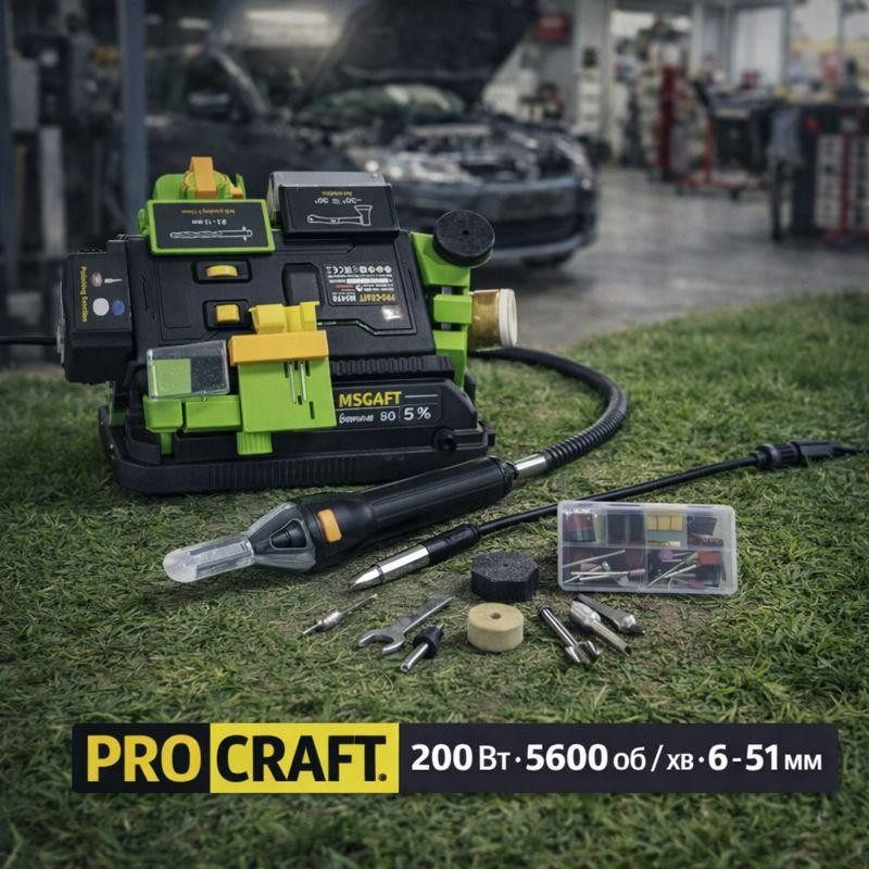 Заточувальний верстат Procraft MS450 з гнучким валом настільний 200 Вт Верстат для точної заточки та шліфування мідна обмотка Львів - фото 1
