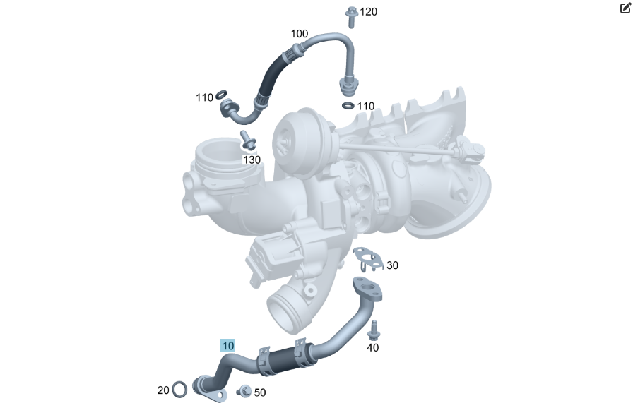 Mercedes-Benz  A2760900677 Зворотний маслопровід до турбокомпресора праворуч двигуна M276 V6 3.0 C-Class Cabrio A205 C-Class Estate S205 C-Class Coupe Одеса - фото 2