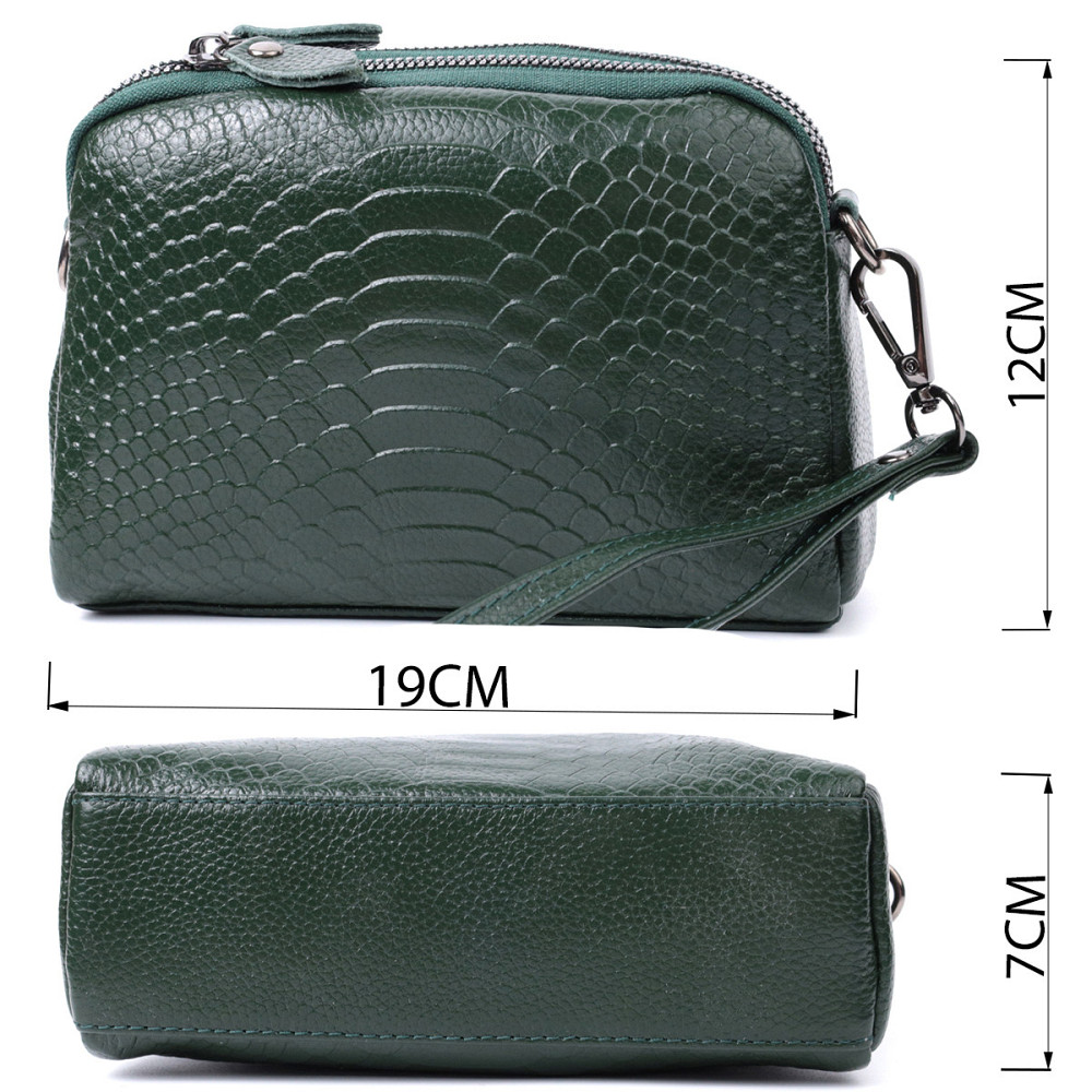 Женская компактная сумка на два отделения из натуральной кожи Vintage 22802 Зеленый Киев - изображение 3