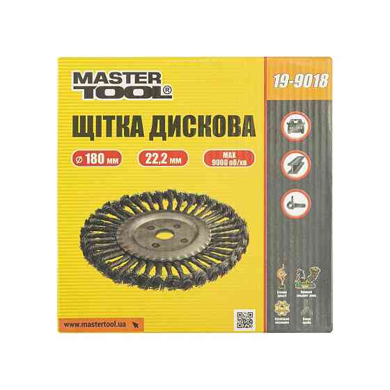 Щітка дискова MASTERTOOL з плетеного дроту Ø 180х22.2 мм 19-9018 Коломыя