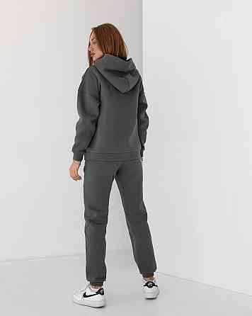 Жіночий спортивний теплий костюм оверсайз Графітовий XL Харків