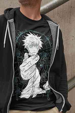 Футболка аниме Магическая битва оверсайз (S/M/L) Черний AnimeJ1068 Днепр