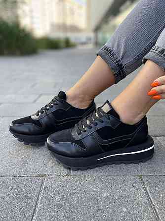 Molly Кроссовки женские MOLLY черные натуральная кожа+замша весна-осень 37р.38р.39р. (5237) Коломия