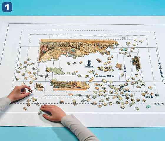 Килимок для пазлів Schmidt 57988 білий 137×100 см для 500–3000 елементів плюшевий згортається Київ