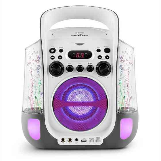 Караоке-система Kara Liquida CD USB MP3 водяна струмінь LED 2 мікрофони мобільний сірий (Німеччина, читати Рівне
