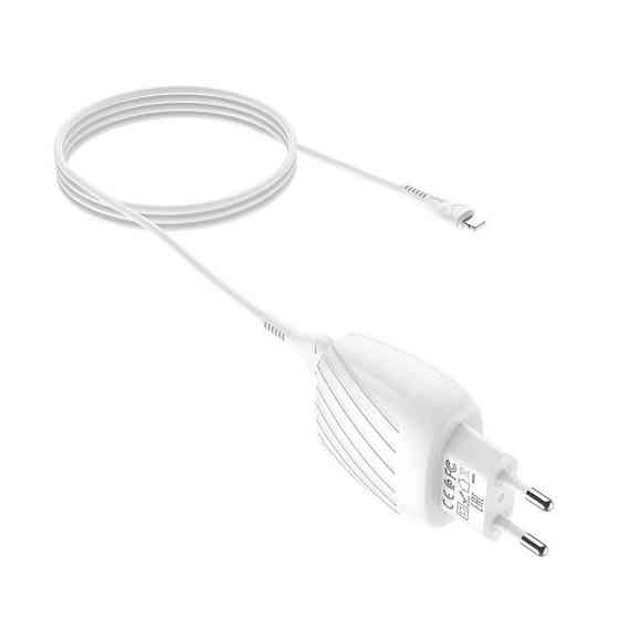 Мережевий зарядний пристрій Hoco C78A Max Energy 220V (10.5W, 5V/2.4A) на 2 USB-порти з кабелем USB - Type-C для Android / iPhone Одеса