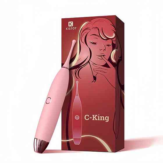 Кліторальний вібратор KISTOY C-King Pink, з двома дод. насадками, потужна прицільна стимуляція Sex Aura Київ