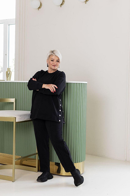 Жіночий стильний повсякденний костюм двонитка Чорний, 54/58 Одеса - фото 6