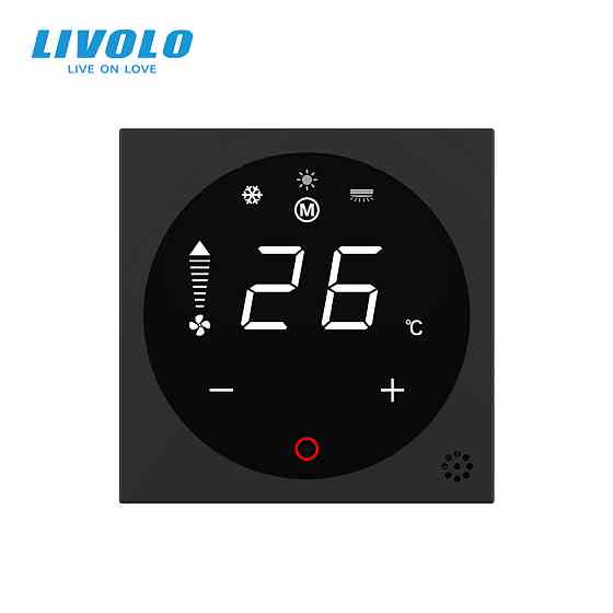 Термостат (терморегулятор) сенсорний для внутрішньопідлогового конвектора водяного опалення та фанкойла LIVOLO, чорний, модуль без рамки (VL-FCA-2BPS7 Коломия