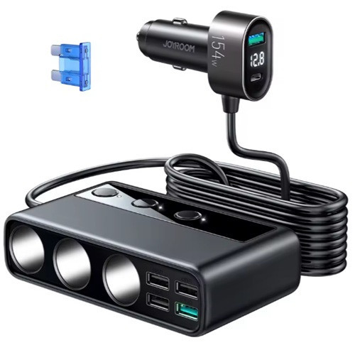 Автомобільний розгалужувач прикурювача JOYROOM чорний Київ - фото 5