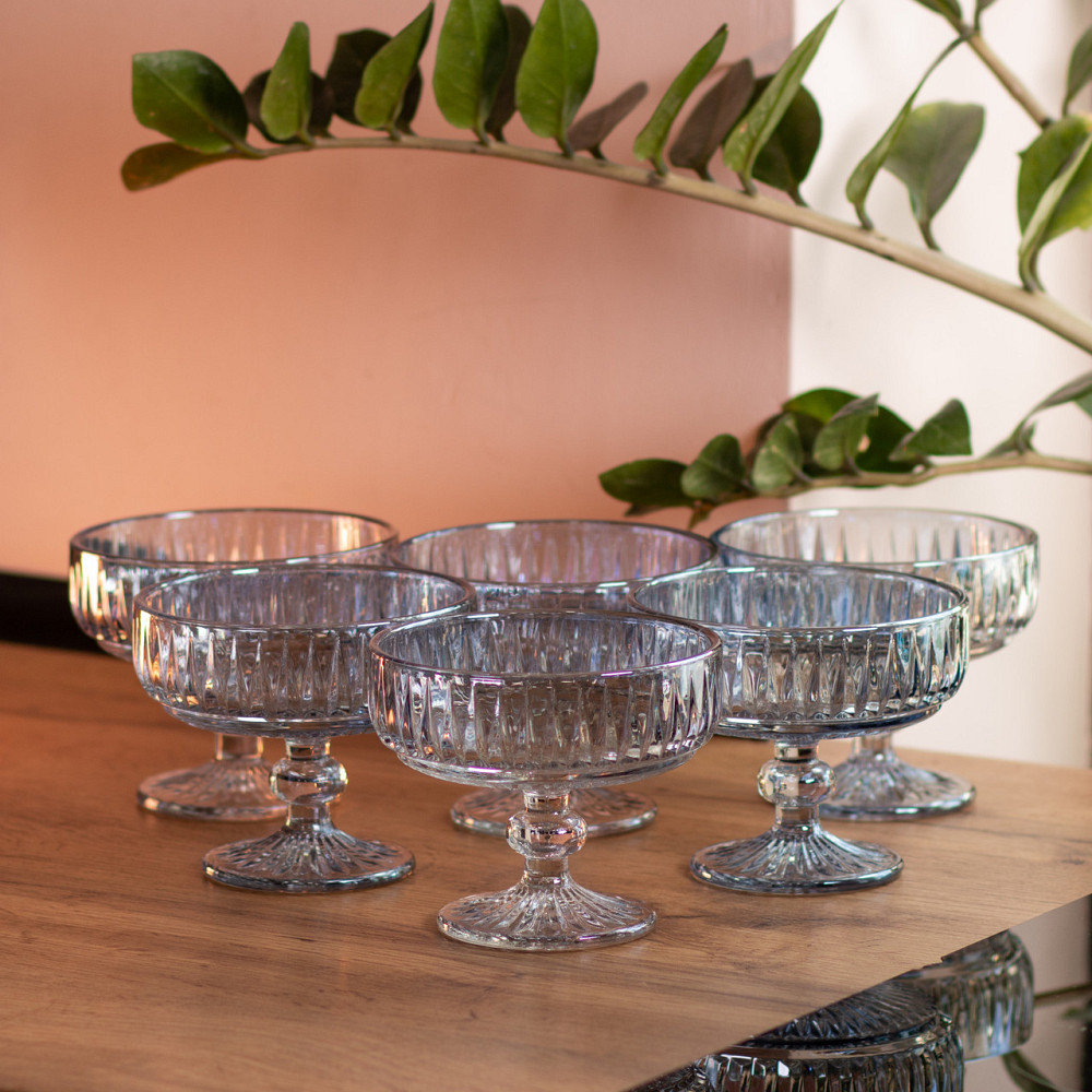 Yiwu Набір креманок на ніжці 6 шт 300 (мл) Блакитний HP-19-70 Киев - изображение 4