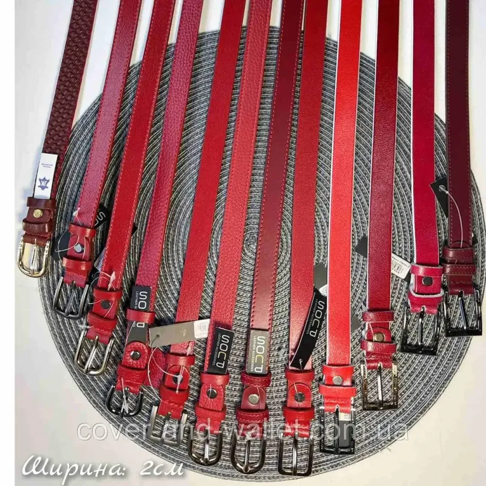 Стильный женский пояс красного цвета из натуральной кожи 20 мм PS Leather Киев - изображение 6