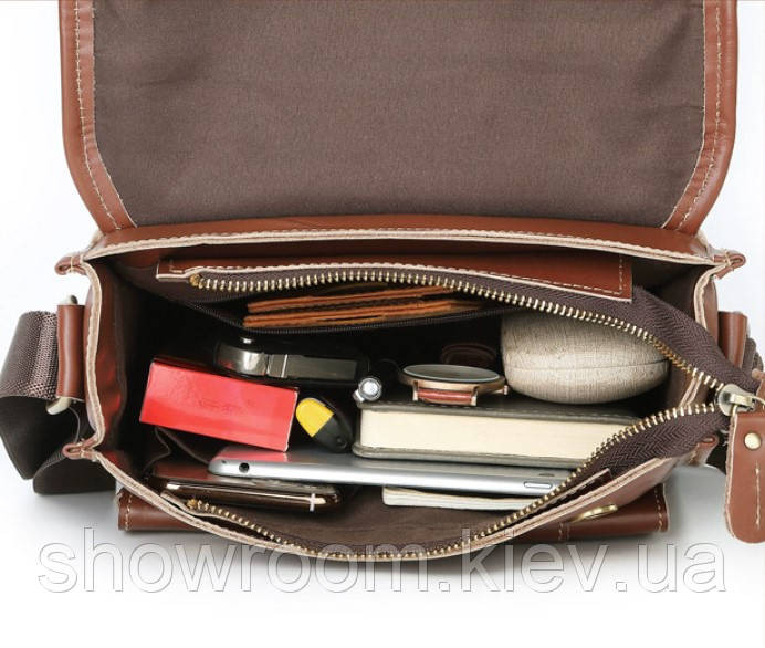 Сумка чоловіча через плече Leather Collection (368) коричнева шкіряна Київ - фото 5