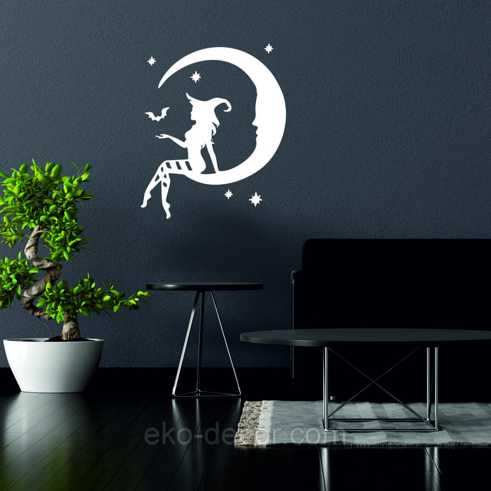 Декоративне настінне Панно «Ведьма на Місяці», Декор на стіну 70*58 см, Білий Київ - фото 2