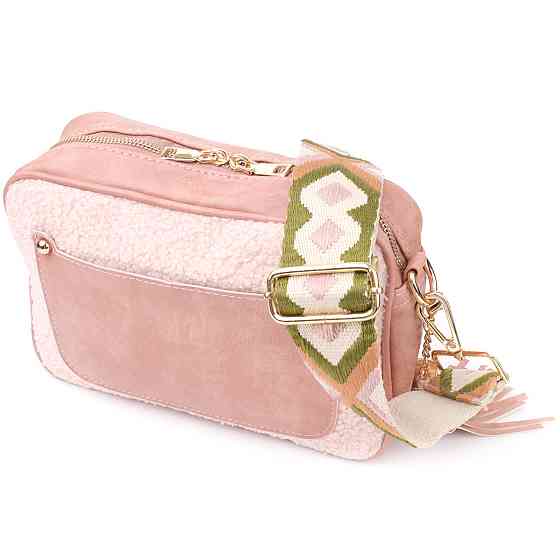 Жіноча сумка з плюшевою вставкою на лицьовій стороні з екошкіри Vintage sale_15133 Рожевий Київ