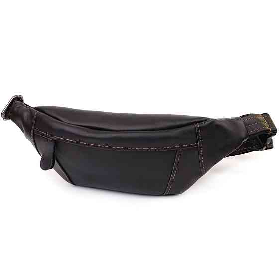 Мужская сумка-бананка из натуральной гладкой кожи Shvigel 23125 Черный Киев