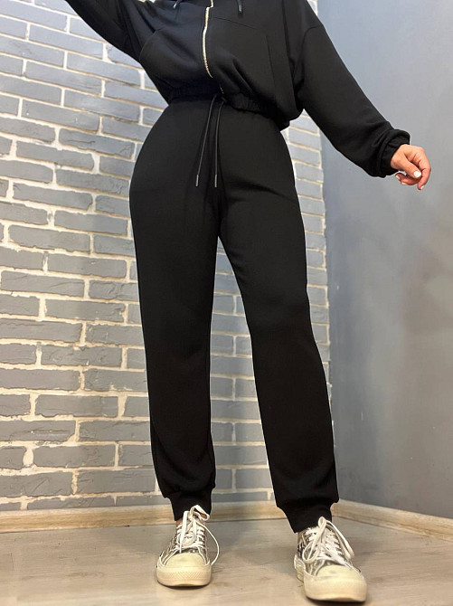 Штаны женские No Matter What 1558 спортивные джоггеры снизу манжет бифлекс черные, черный, M Киев - изображение 12