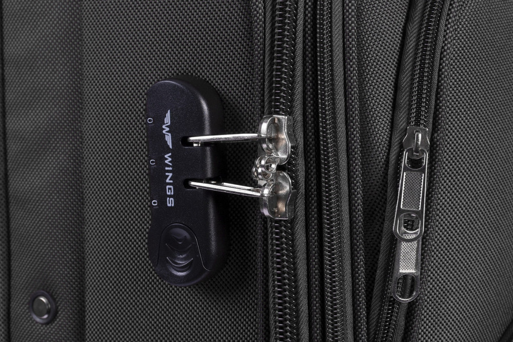 Чемодан тканевый WINGS 1706 средний 65 см 4 колеса серый Киев - изображение 2