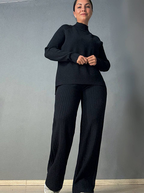 Костюм женский Accorddream 8703-28108 свитер с брюками в рубчик вязаный оверсайз, черный, one size Киев - изображение 18