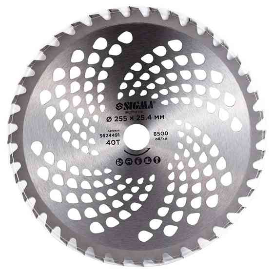 Диск для тримера з твердосплавними напайками Ø 255×25.4 мм 40Т SIGMA (5624491) Київ