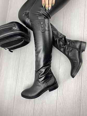 Nivelle Шкіряні чоботи жіночі демісезонні весна-осінь на низькому ходу чорні з натуральної шкір Коломыя