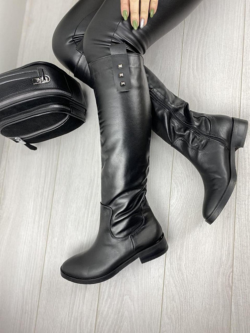 Nivelle Шкіряні чоботи жіночі демісезонні весна-осінь на низькому ходу чорні з натуральної шкір Коломыя - изображение 6