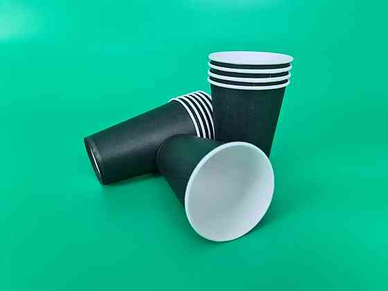 Склянки паперові одноразові 340 мл Чорний/Білий (50 шт.) Харків