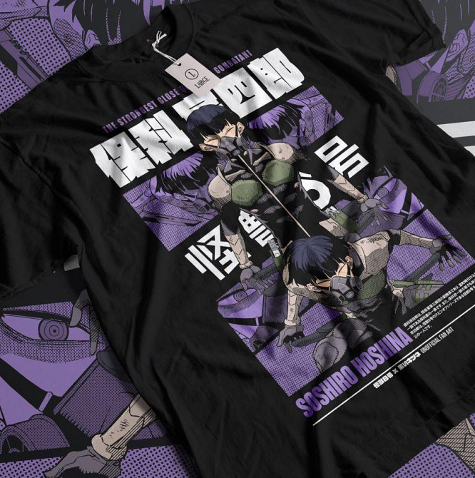 Футболка аниме Сосхиро Хосхина Каиджу Н оверсайз (S/M/L) Черний AnimeJ1110 Днепр - изображение 3