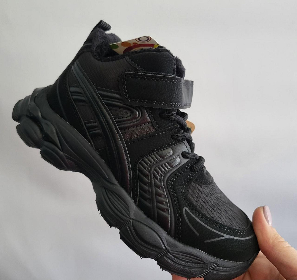 Хайтопы на флисе для мальчика подростка черные 32,34,36,37 Николаев - изображение 2