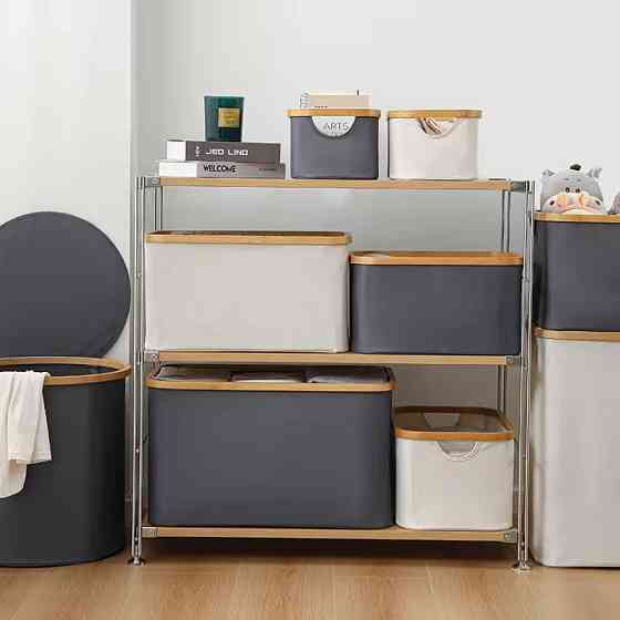 Комплект корзин для белья, складные, бамбуковые, с ручками, серые, тканевые Каменец-Подольский