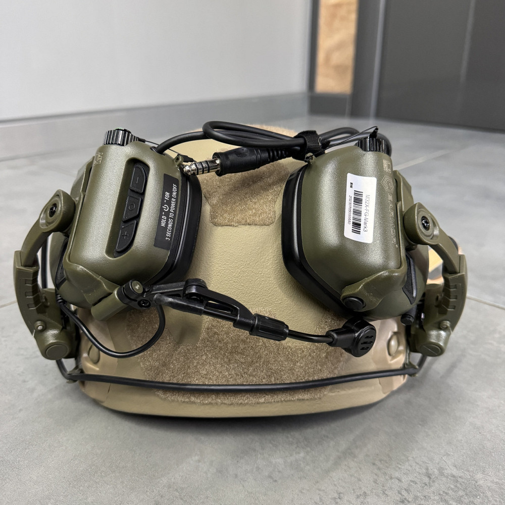 Наушники тактические Earmor M32X Mark3, активные, с креплением на шлем и съёмным микрофоном, цвет Олива Solmir Киев - изображение 9