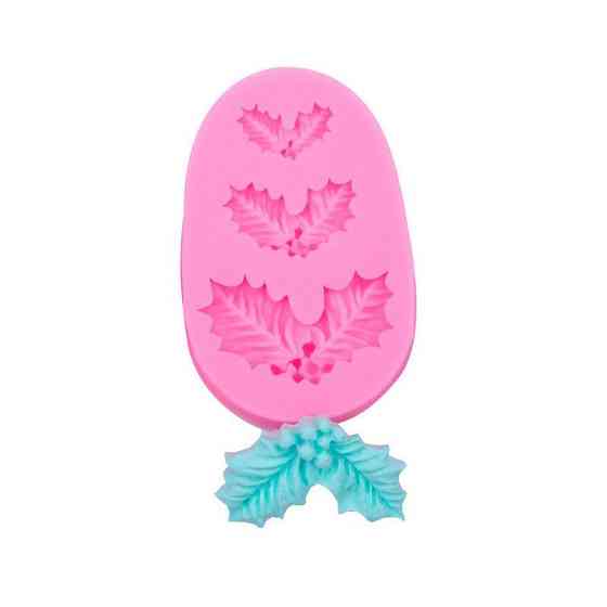 Молд новогодний Рождественский листок 53 на 82 мм розовый Киев