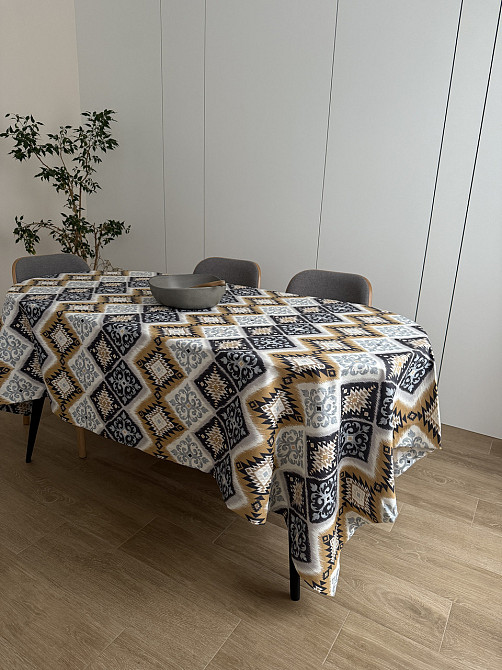 Ecotton Скатертина столова Ecotton DUCK 150х170 см водовідштовхувальна Орнамент синьо-жовта (25 Коломия - фото 7