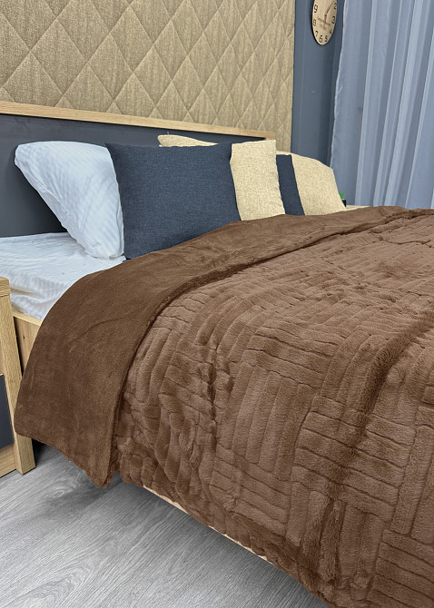 Плед-покрывало Премиум 220х240 см (+-5см) Коричневый (87-222) Киев - изображение 2