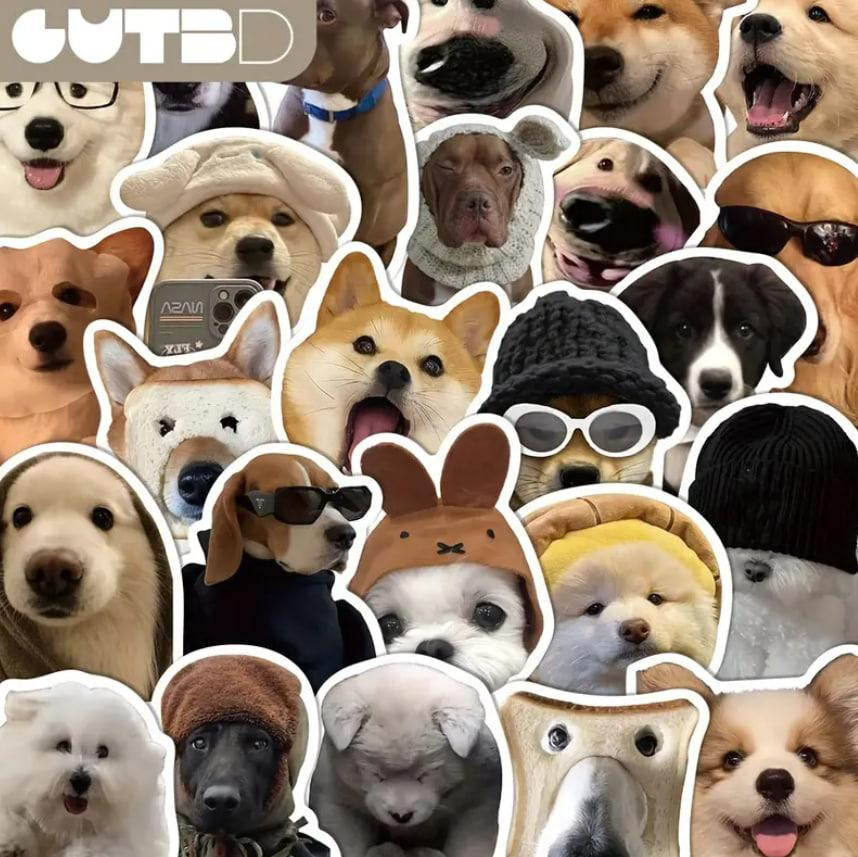 Наклейки Стикеры с мемами собаками. Водонепроницаемые виниловые эстетические наклейки, набор 50 штук Киев - изображение 2