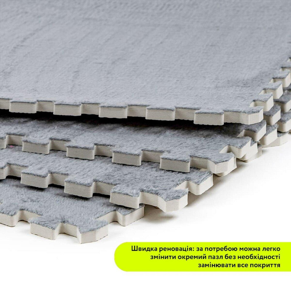 Пол-пазл плюшевый 60х60х1см Светло-серый (D) SW-00002081 Киев - изображение 5