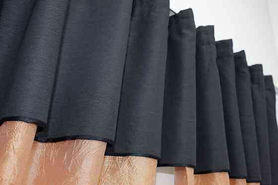 Кухонні штори VR-Textil № 073к з ламбрекеном і підхватами персиковий з сіро-синім 290х170 см (52-0149) Київ