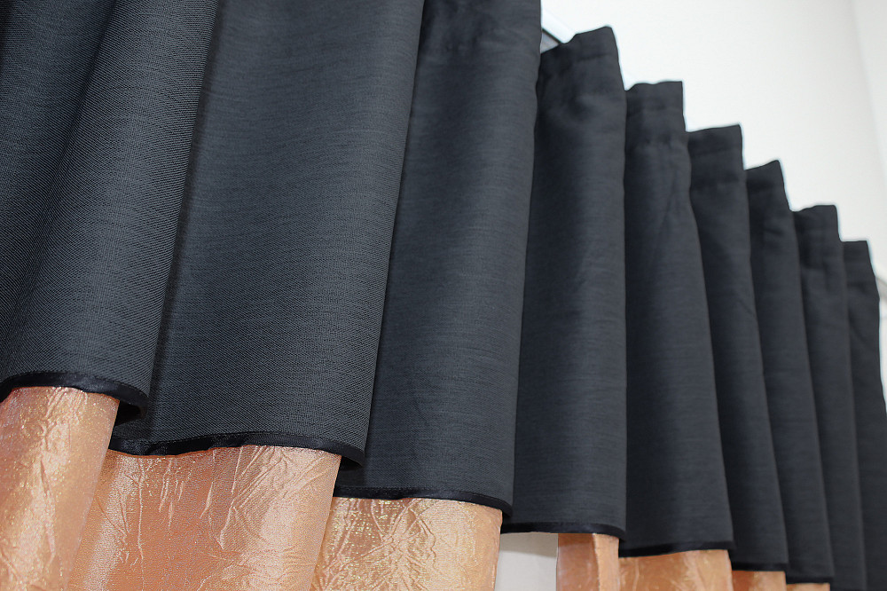 Кухонні штори VR-Textil № 073к з ламбрекеном і підхватами персиковий з сіро-синім 290х170 см (52-0149) Київ - фото 5